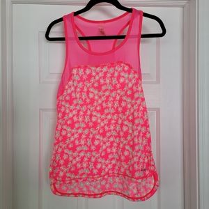 Juicy Couture Sport Neon Pink with Daisies workout tank size Medium